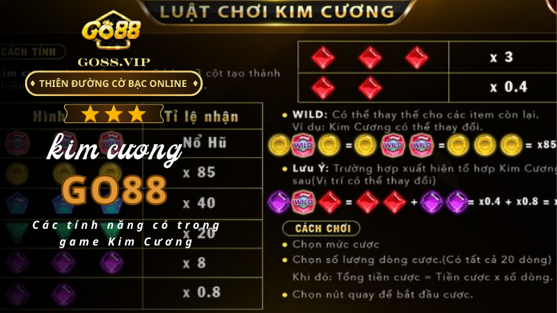 Các tính năng có trong game Kim Cương